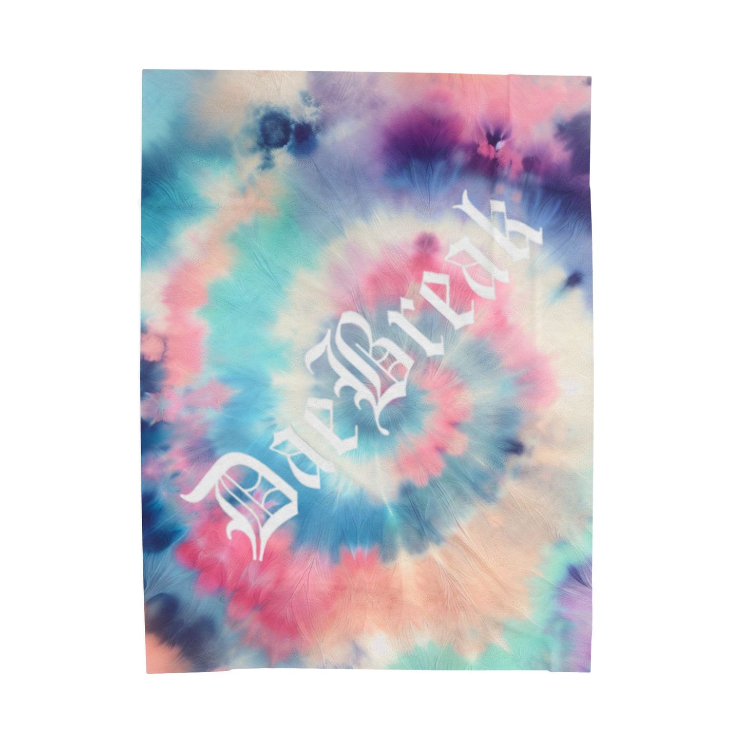 DaeBreak Text Logo Colorful Tie-Dye Velveteen Plush Blanket - Cozy Throw for Comfort and Style