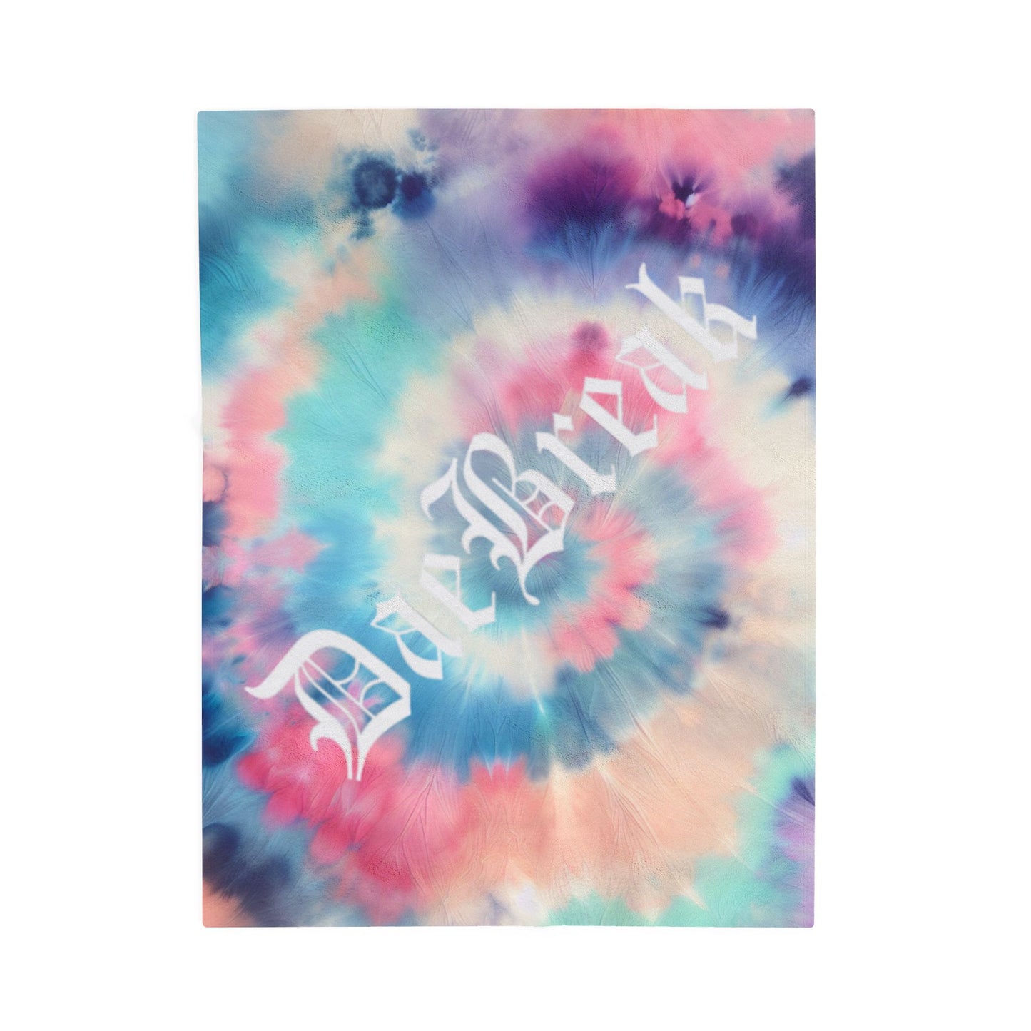 DaeBreak Text Logo Colorful Tie-Dye Velveteen Plush Blanket - Cozy Throw for Comfort and Style