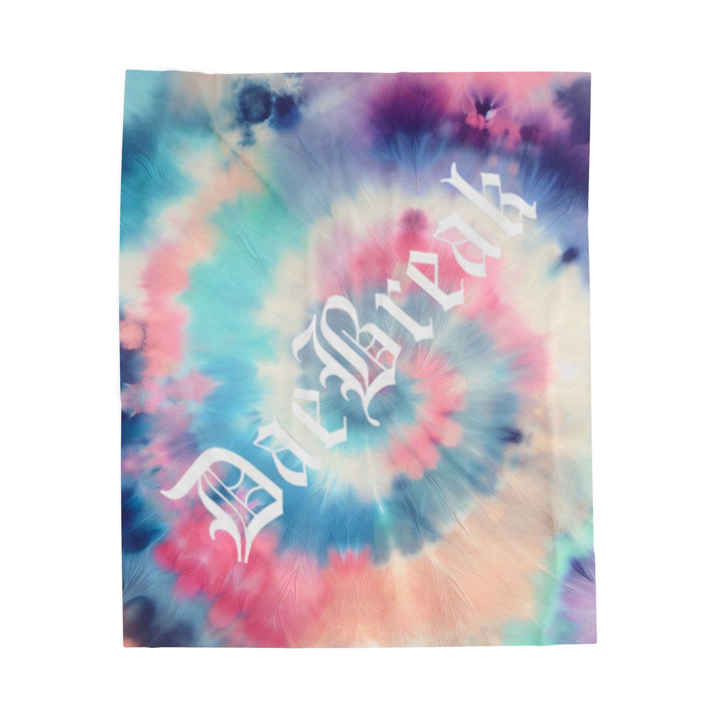 DaeBreak Text Logo Colorful Tie-Dye Velveteen Plush Blanket - Cozy Throw for Comfort and Style